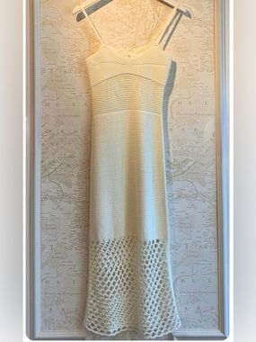 Women’s Cream Knit Sleeveless Maxi Dress